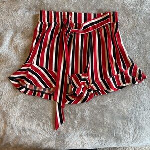 Striped Red and Black Women's Shorts